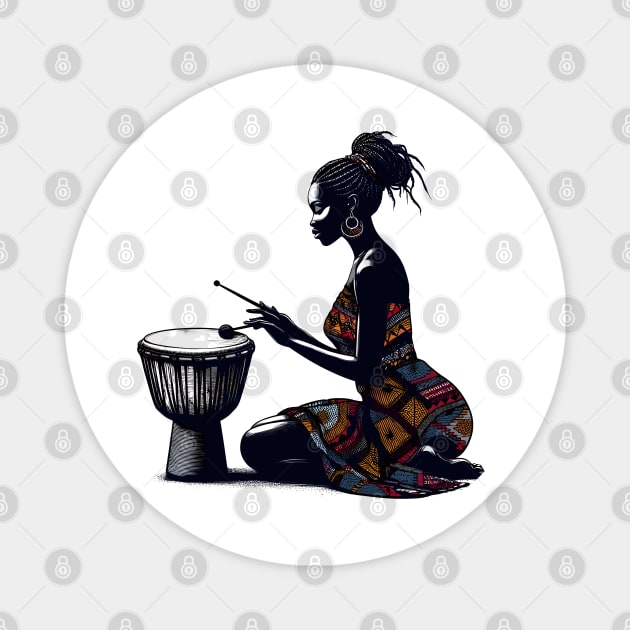 Afrocentric Woman Drum Magnet by Graceful Designs